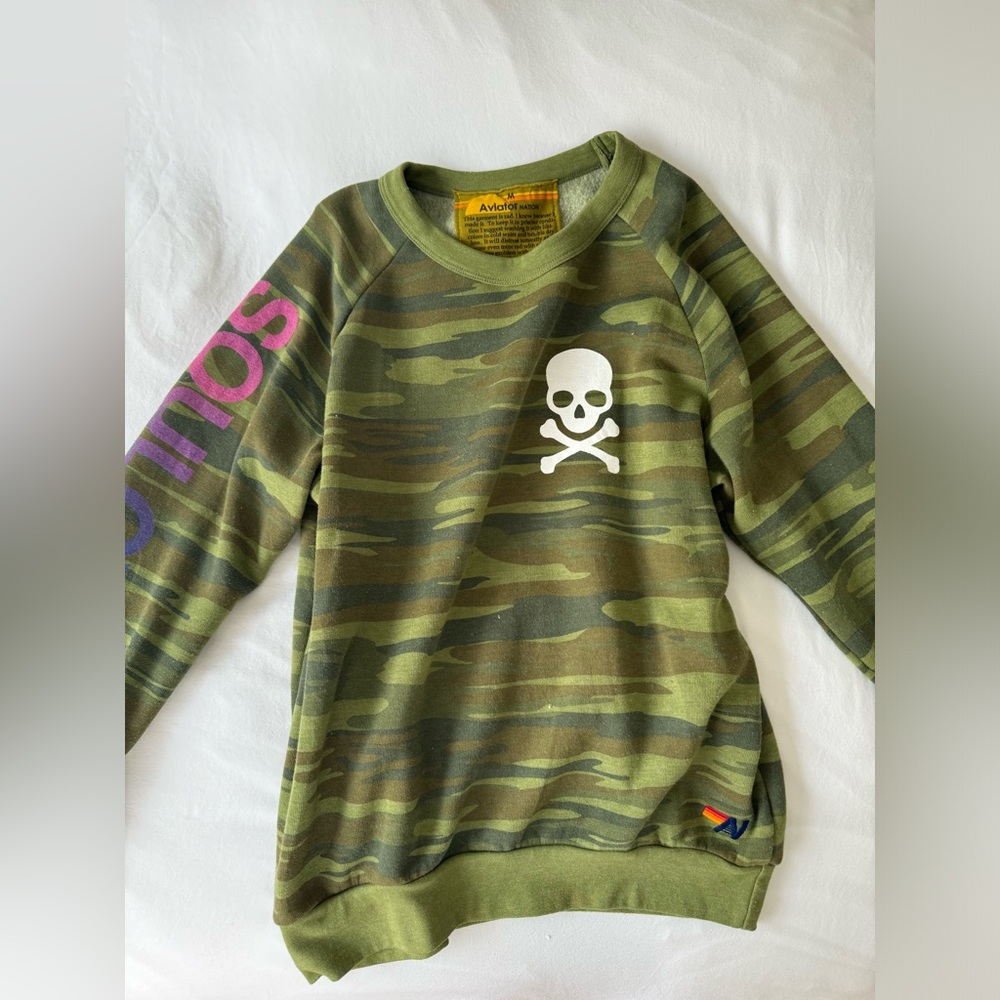 Aviator Nation x Soulcycle Camouflage Green Sweatshirt